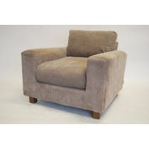 Square dark beige cord armchair