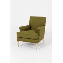 French olive linen armchair