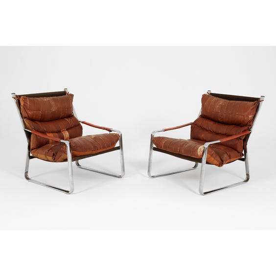 Patchwork brown leather armchair image
