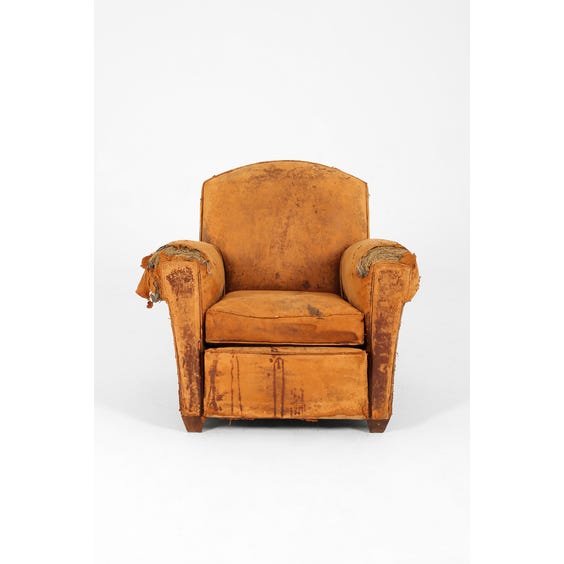 Distressed brown leather club armchair image