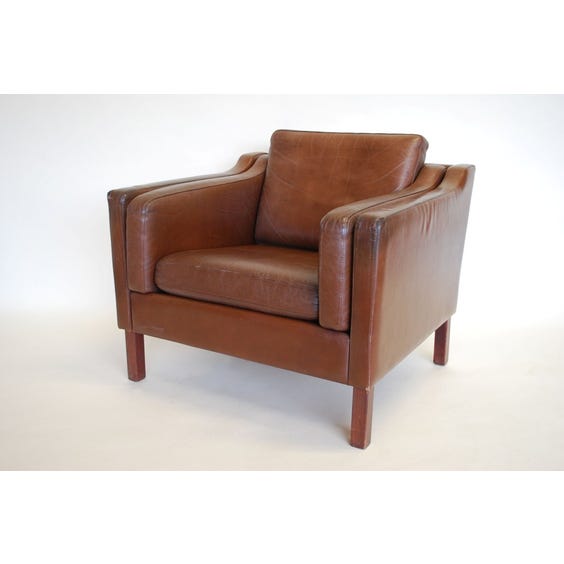 Danish brown leather armchair image