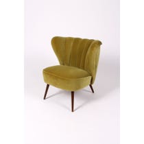 Midcentury olive velvet cocktail chair