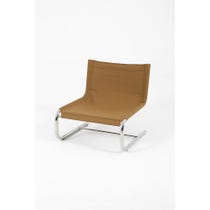 Midcentury caramel canvas lounge chair