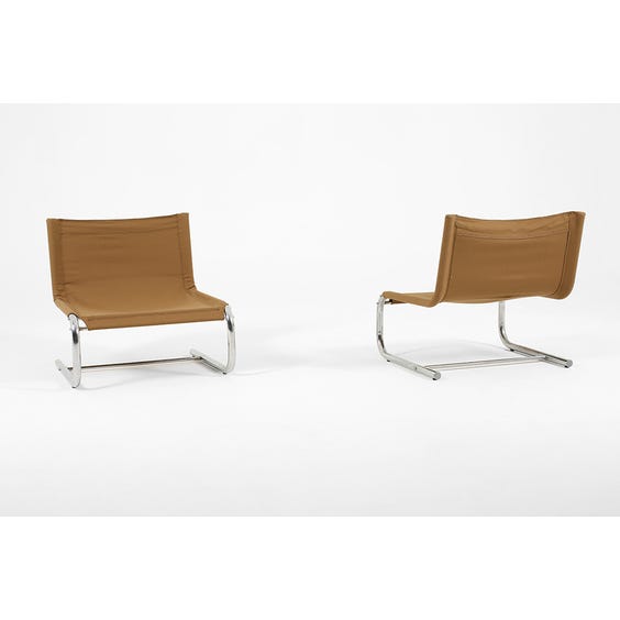 Midcentury caramel canvas lounge chair image