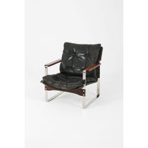 Midcentury chrome and leather lounge chair