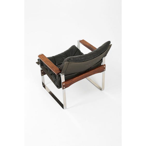 Midcentury chrome and leather lounge chair image
