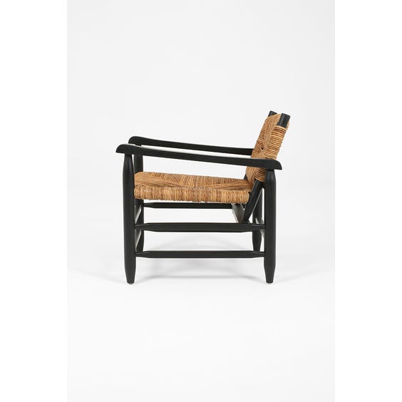 image of Midcentury seagrass rush woven lounge armchair