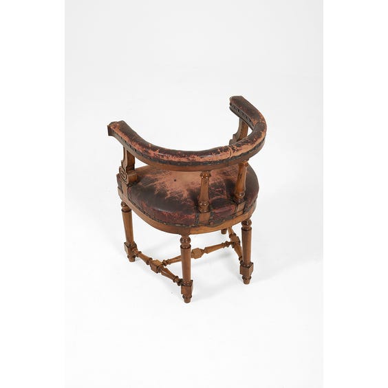 image of 19th century Basque worn leather chair