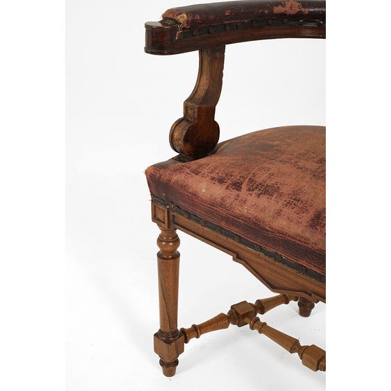 image of 19th century Basque worn leather chair