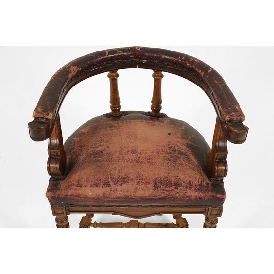 image of 19th century Basque worn leather chair