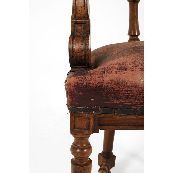 image of 19th century Basque worn leather chair