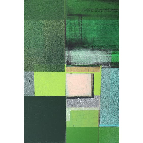 image of Modern green blue abstract acrylic spray painting