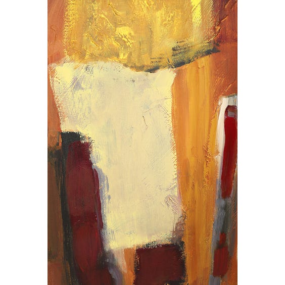 image of Large abstract painting of warm yellow brown tones