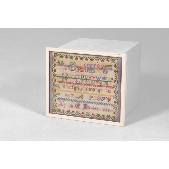 image of Vintage embroidered alphabet sampler