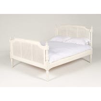 French white painted rattan bed
