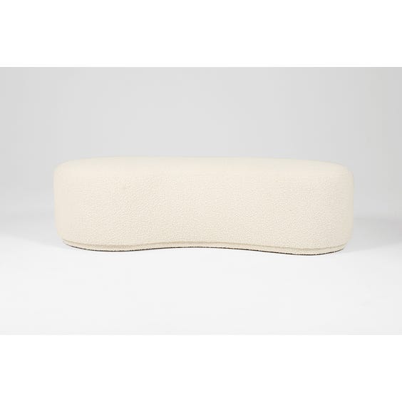image of Postmodern off white boucle curved bench