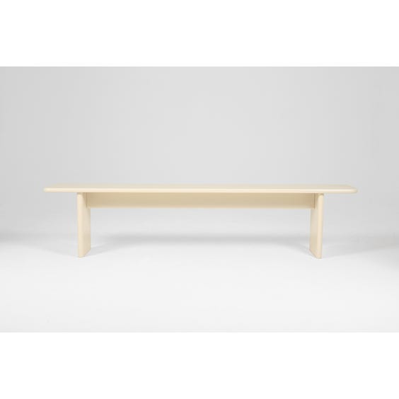 image of Minimalist soft rounded cream lacquered bench
