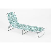 1970's style green leaf pattern sun lounger