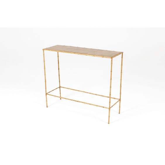 image of Brass bamboo shagreen console table