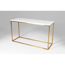 White lacquer gold console table