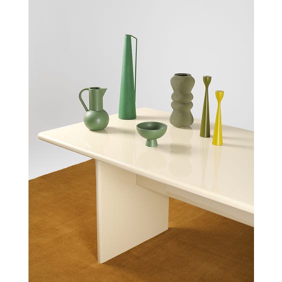 image of Large minimalist lacquered cream dining table