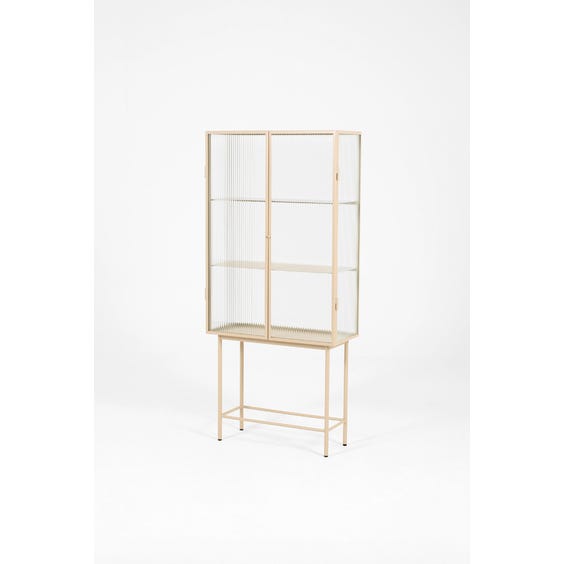 image of Modern putty metal glass cabinet