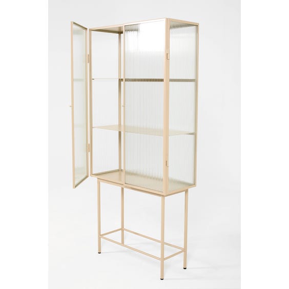 image of Modern putty metal glass cabinet