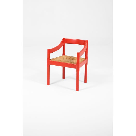 image of 1960's bright tomato red Carimate dining chair