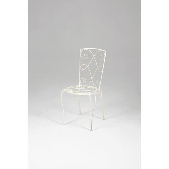 image of French 1960's white painted ironwork metal garden chair
