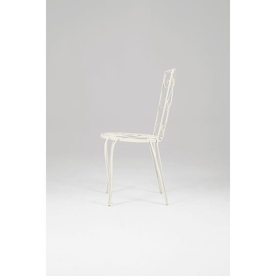 image of French 1960's white painted ironwork metal garden chair