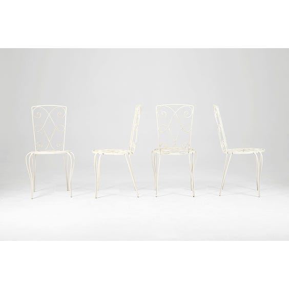 image of French 1960's white painted ironwork metal garden chair