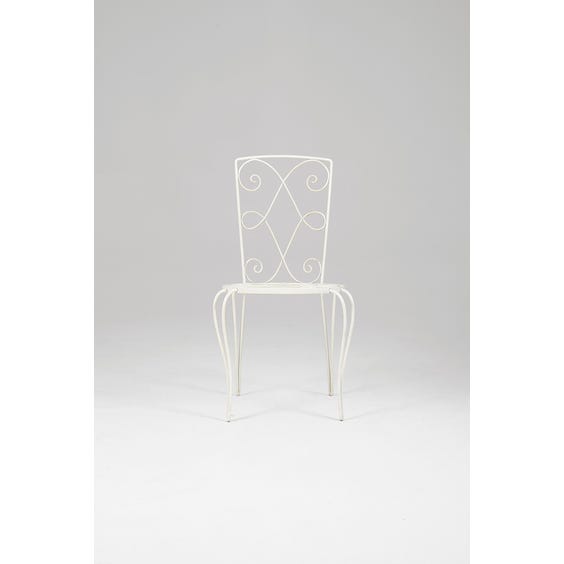 image of French 1960's white painted ironwork metal garden chair