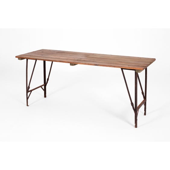 image of Stripped rustic metal folding table