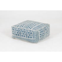 Blue and white woven pouffe