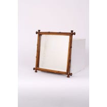Square carved bamboo frame mirror