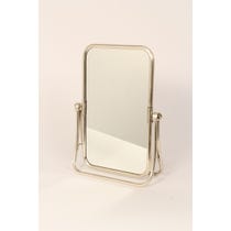 Rectangular chrome flip stand mirror