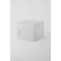 Small square white and grey faux marble plinth 