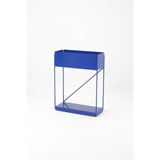 image of Blue lacquered rectangular metal planter