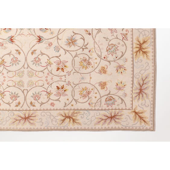 image of Period needlepoint floral cream rug