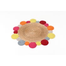 Small multi coloured straw circular rug