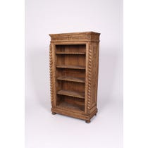 Ornate bleached wood Indian bookcase