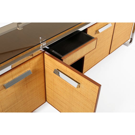 Rattan teak and chrome sideboard image