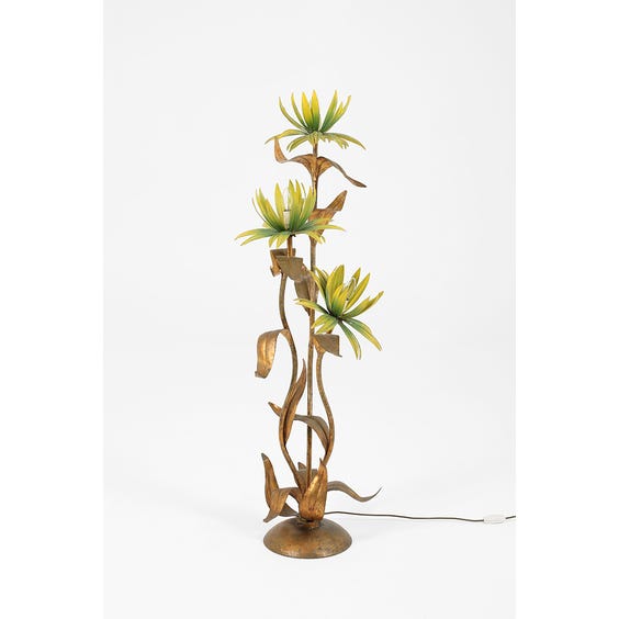 image of Tropical green gold flower lamp
