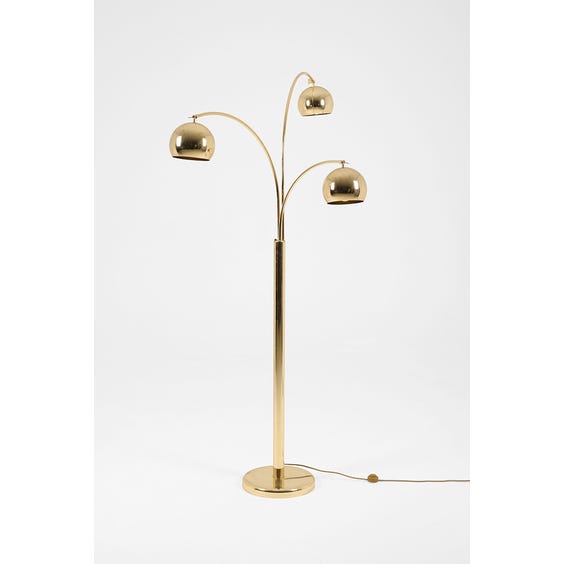 image of Midcentury Italian Regianni gold brass arc floor lamp