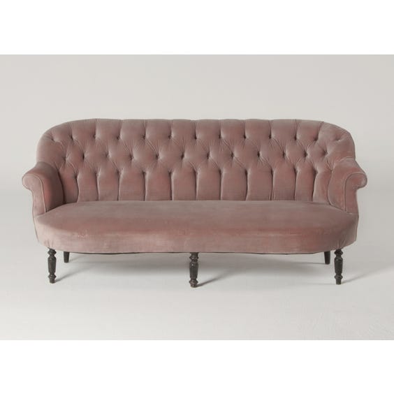 image of Vintage pink velvet button sofa