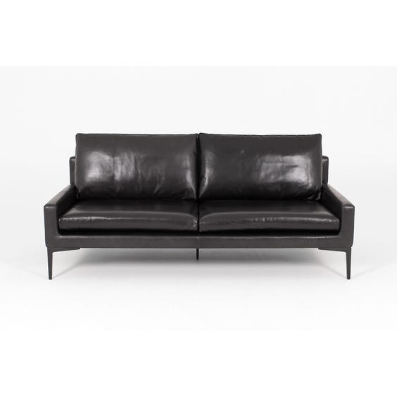 Conran deep black leather 3 seater sofa image