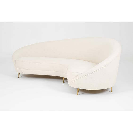 Large off white boucle curved sofa image