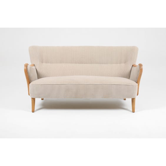 Midcentury cream cord velvet sofa image