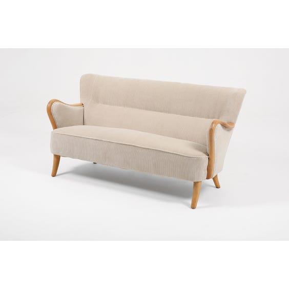 Midcentury cream cord velvet sofa image