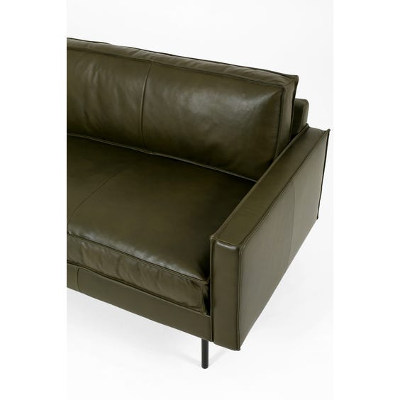Green leather four seater sofa image
